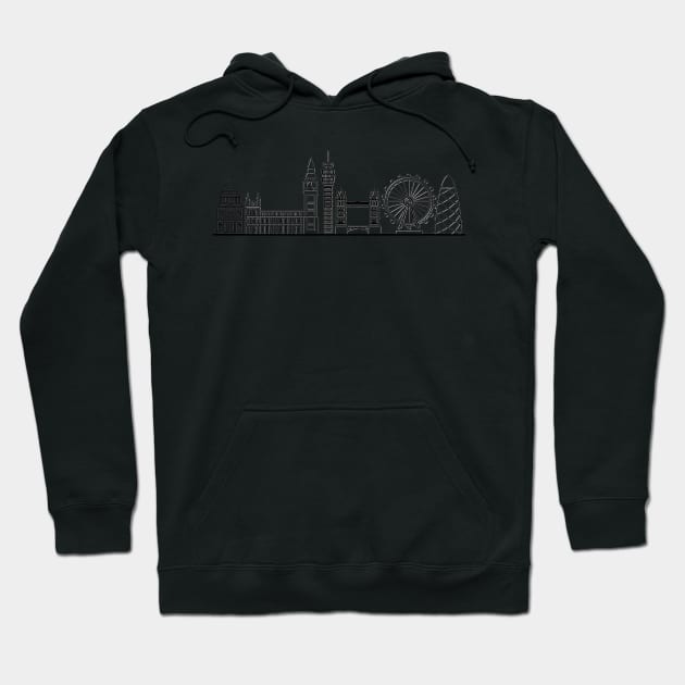 London Skyline in black with details Hoodie by Mesyo